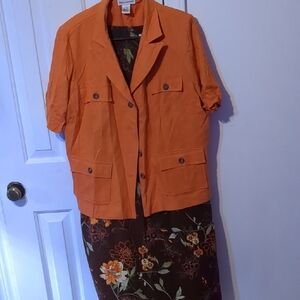 Elegant Orange Blazer with Button Accents